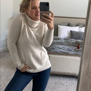 Loft cowl neck sweater with pockets